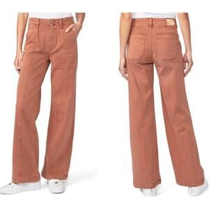 Paige Brooklyn Jeans Double Button Waistband Flare High Waisted Orange Size 33